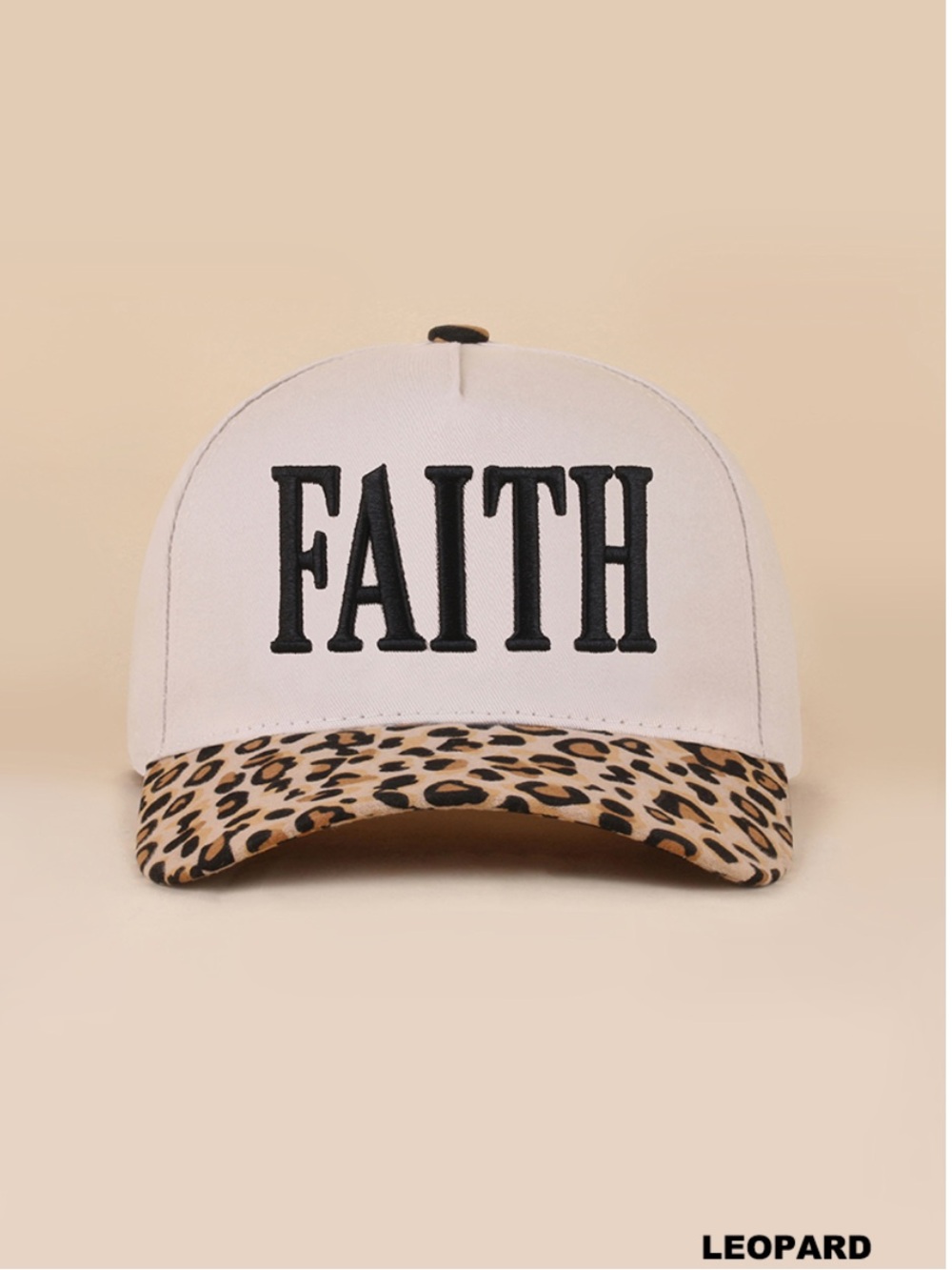 🐆Trucker Hat Faith with Leopard Brim - two tone adjustable